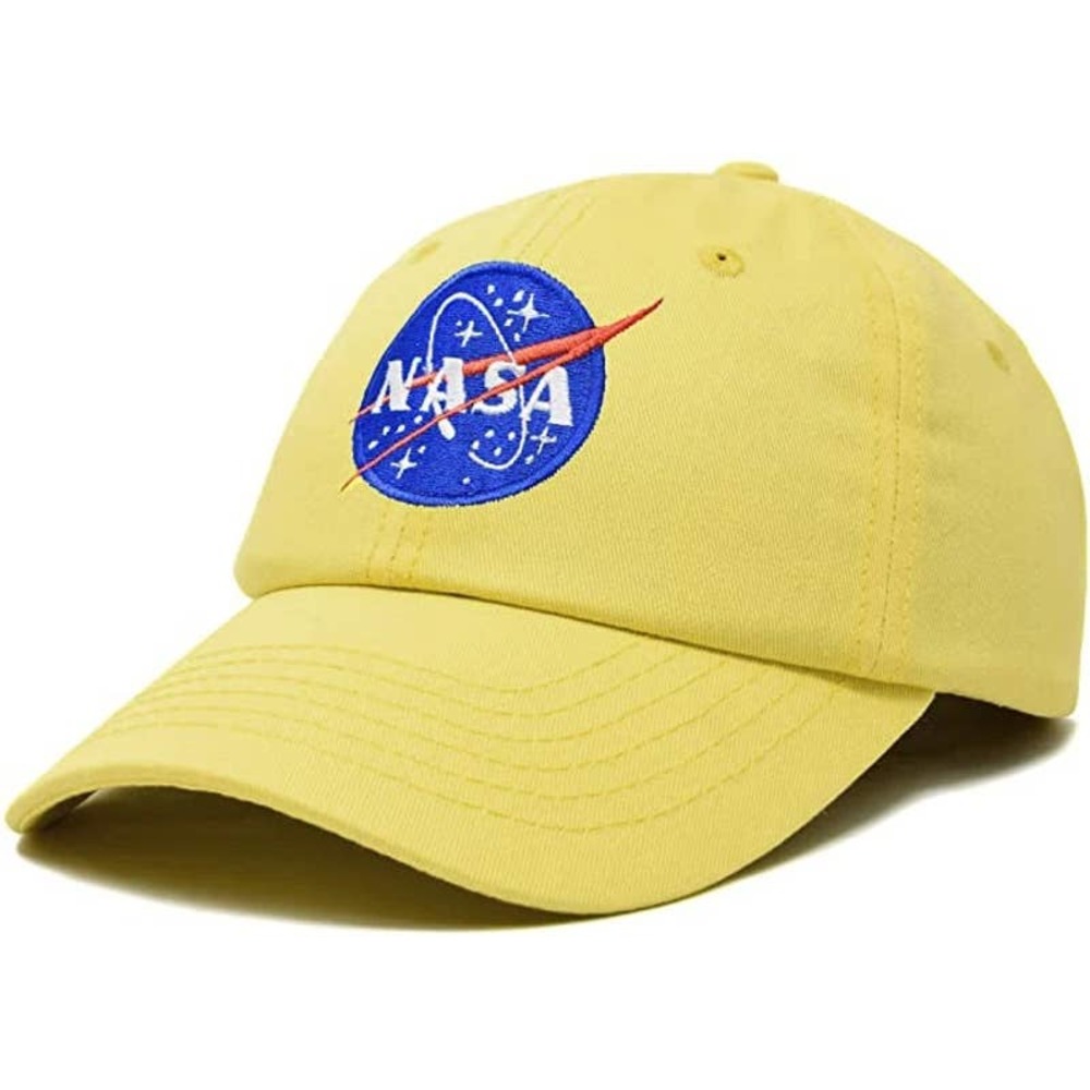 NASA Men's Official Licensed Embroidered Logo Dad Strapback Hat Cap in Yellow